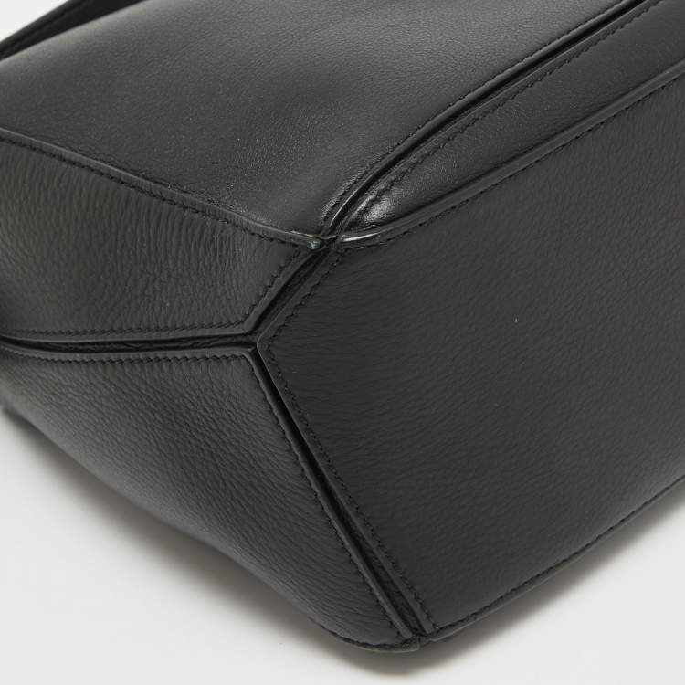 Pre Owned Loewe Black Leather Small Puzzle Shoulder Bag