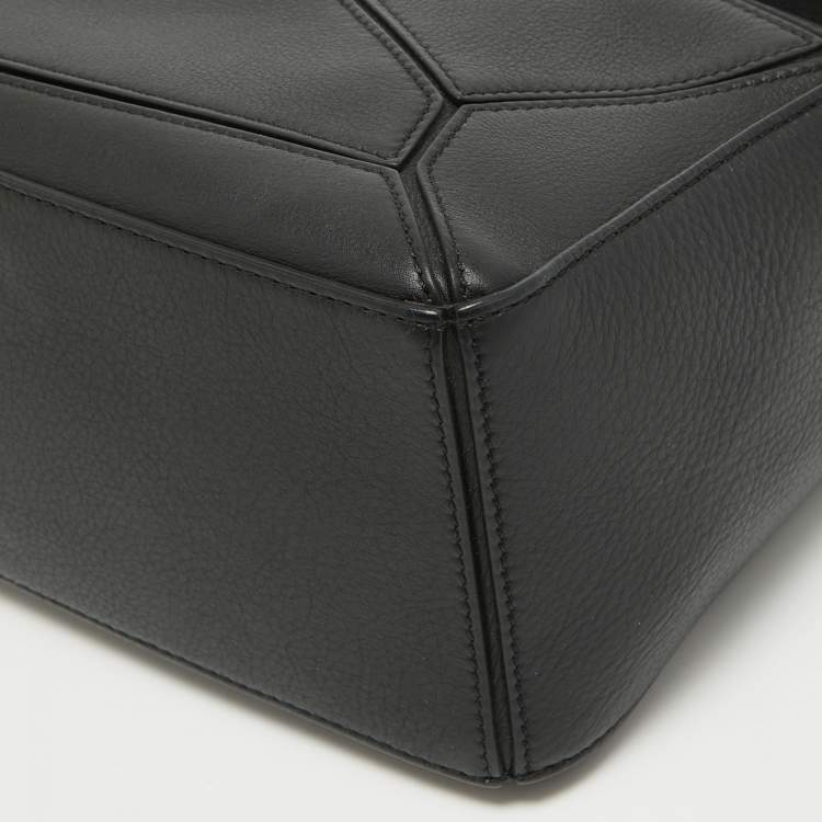 Pre Owned Loewe Black Leather Small Puzzle Shoulder Bag