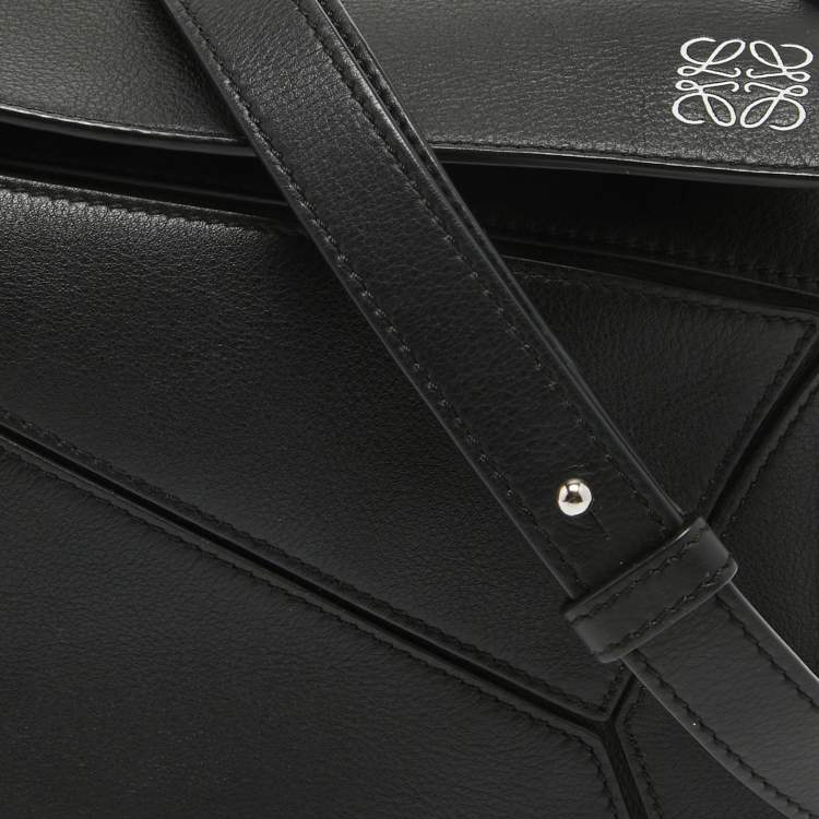 Pre Owned Loewe Black Leather Small Puzzle Shoulder Bag