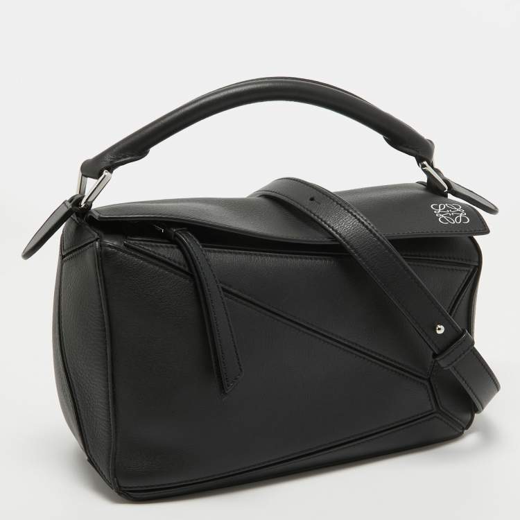 Pre Owned Loewe Black Leather Small Puzzle Shoulder Bag