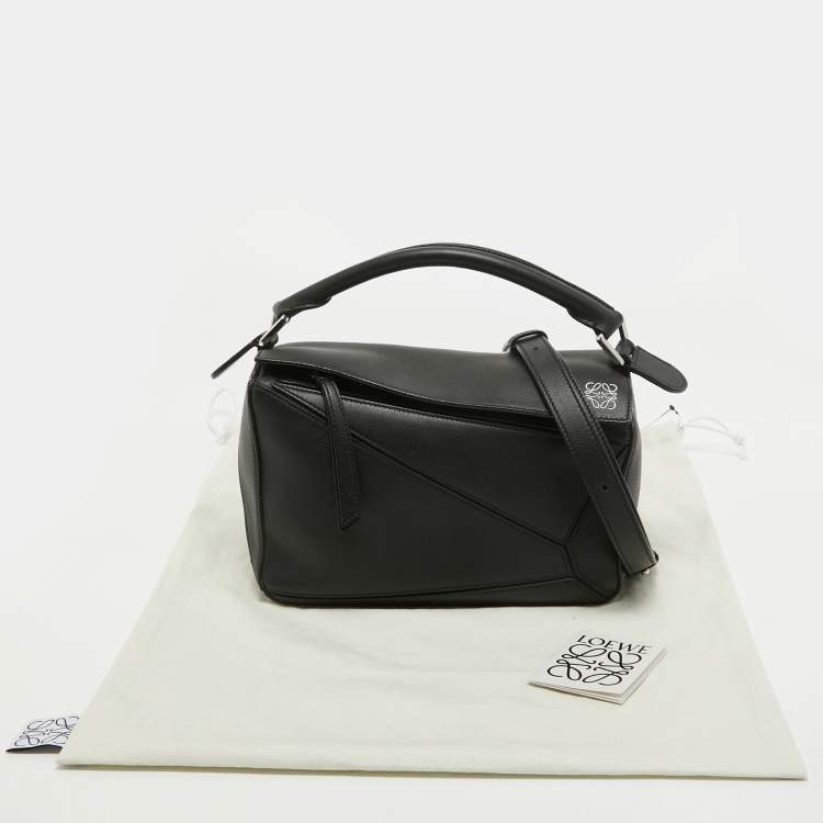 Pre Owned Loewe Black Leather Small Puzzle Shoulder Bag