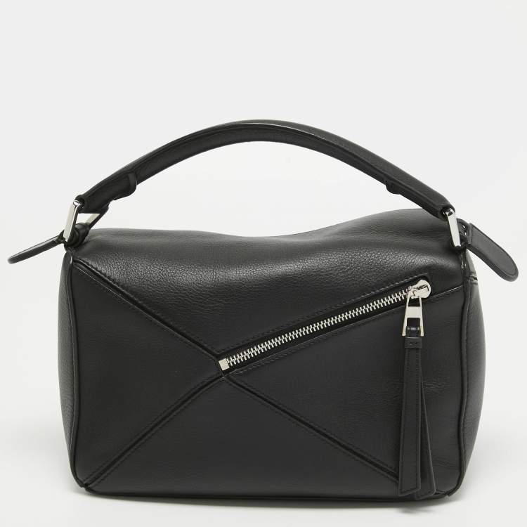 Pre Owned Loewe Black Leather Small Puzzle Shoulder Bag
