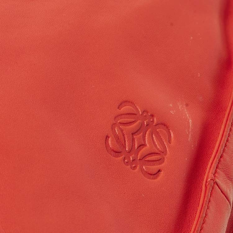 Pre Owned Loewe Coral Red/Magenta Leather Flamenco Shoulder Bag