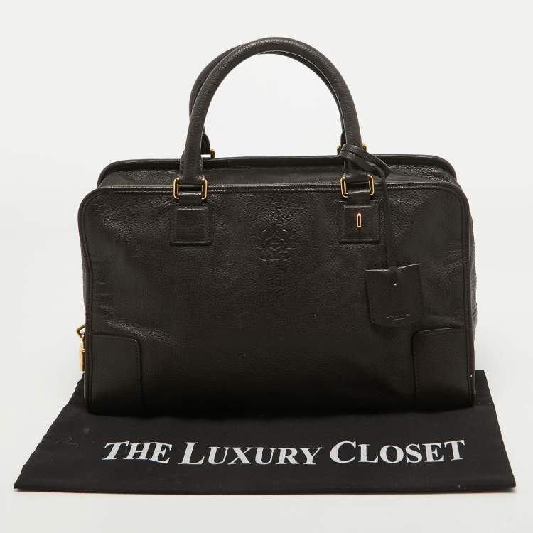 Pre Owned Loewe Brown Leather Wood Handle Amazona 36 Bag