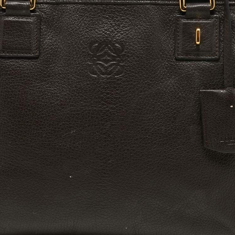 Pre Owned Loewe Brown Leather Wood Handle Amazona 36 Bag