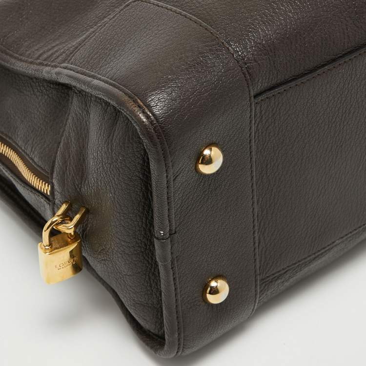 Pre Owned Loewe Brown Leather Wood Handle Amazona 36 Bag