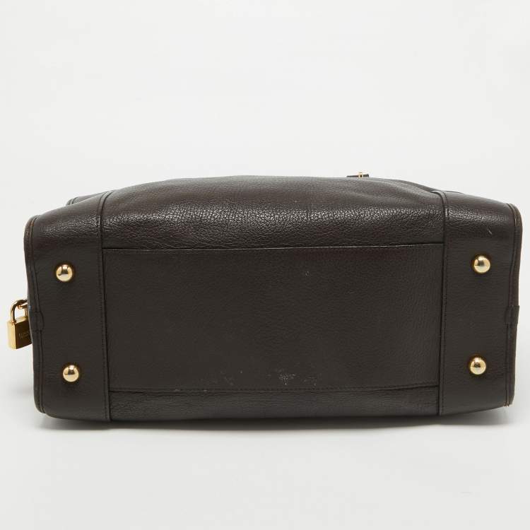 Pre Owned Loewe Brown Leather Wood Handle Amazona 36 Bag
