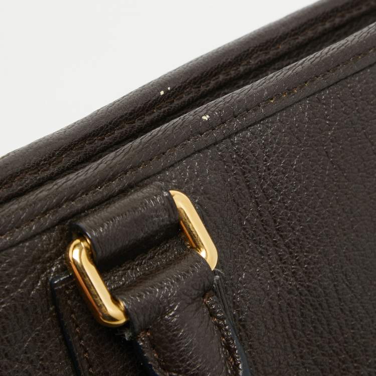 Pre Owned Loewe Brown Leather Wood Handle Amazona 36 Bag