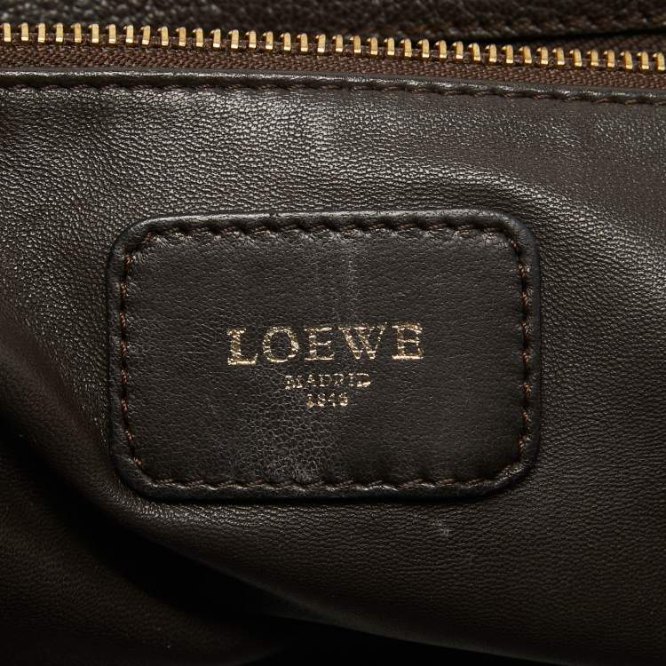 Pre Owned Loewe Brown Leather Wood Handle Amazona 36 Bag