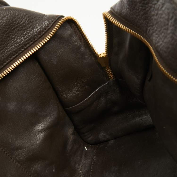 Pre Owned Loewe Brown Leather Wood Handle Amazona 36 Bag