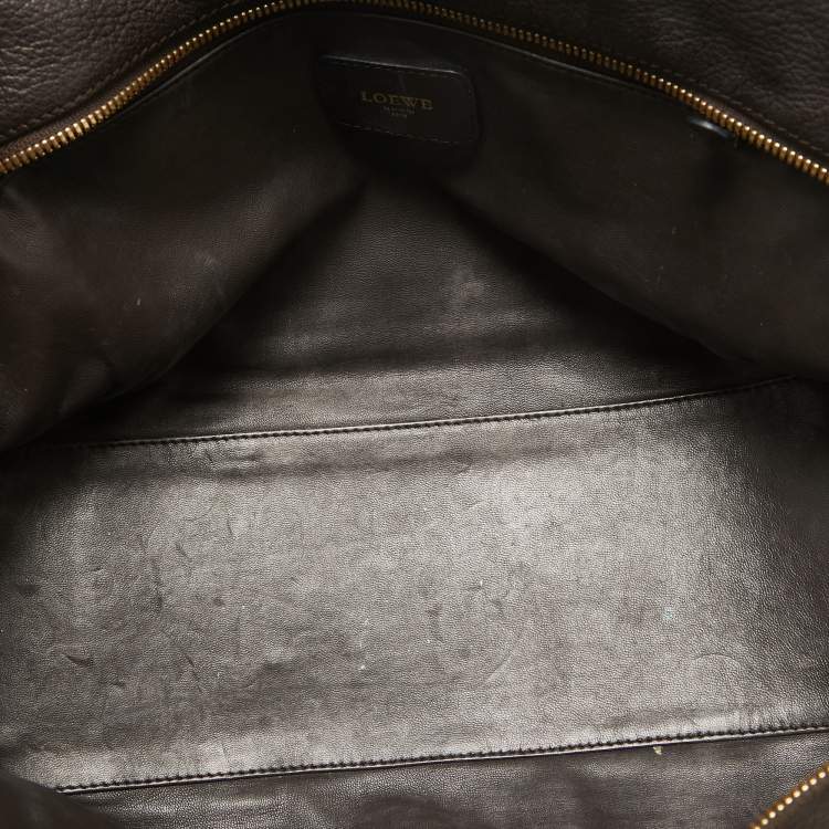 Pre Owned Loewe Brown Leather Wood Handle Amazona 36 Bag