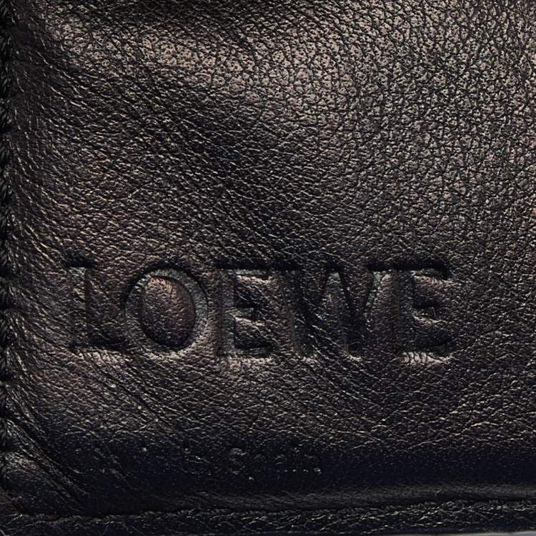 Pre Owned Loewe Green/Blue Leather Zip Compact Wallet