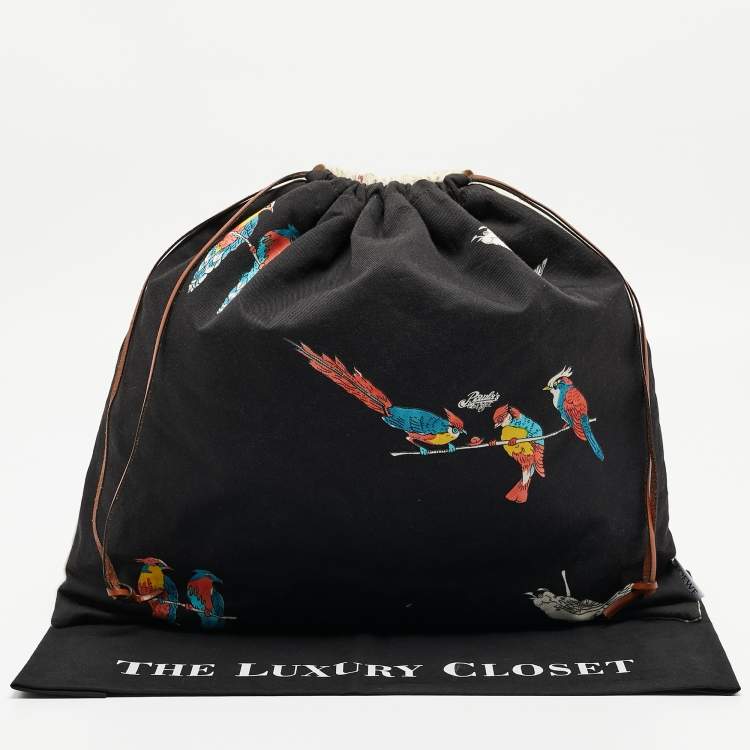 Pre Owned Loewe Black/White Canvas Parrot Drawstring Pouch