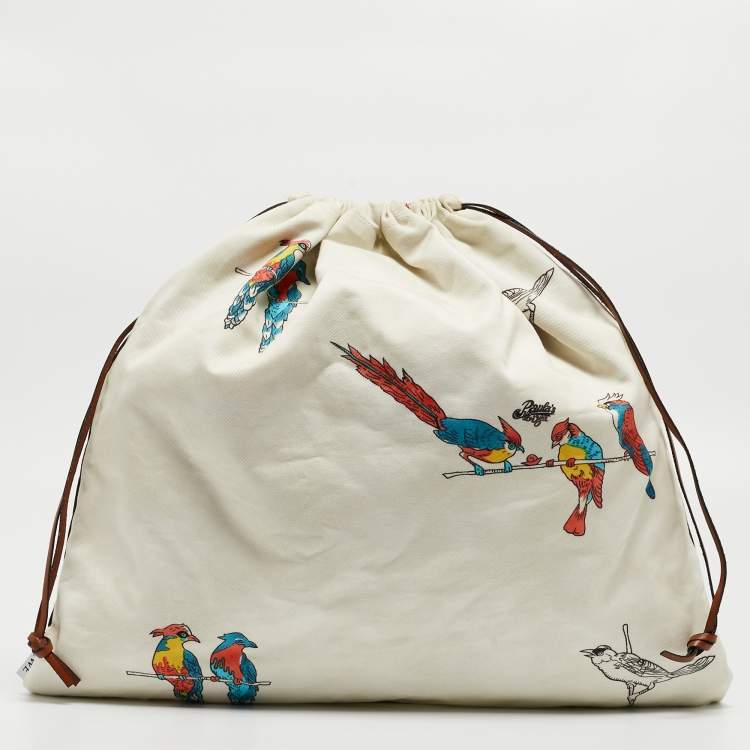 Pre Owned Loewe Black/White Canvas Parrot Drawstring Pouch