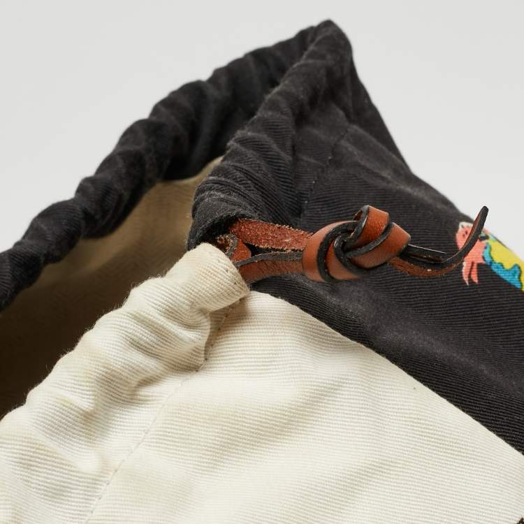 Pre Owned Loewe Black/White Canvas Parrot Drawstring Pouch