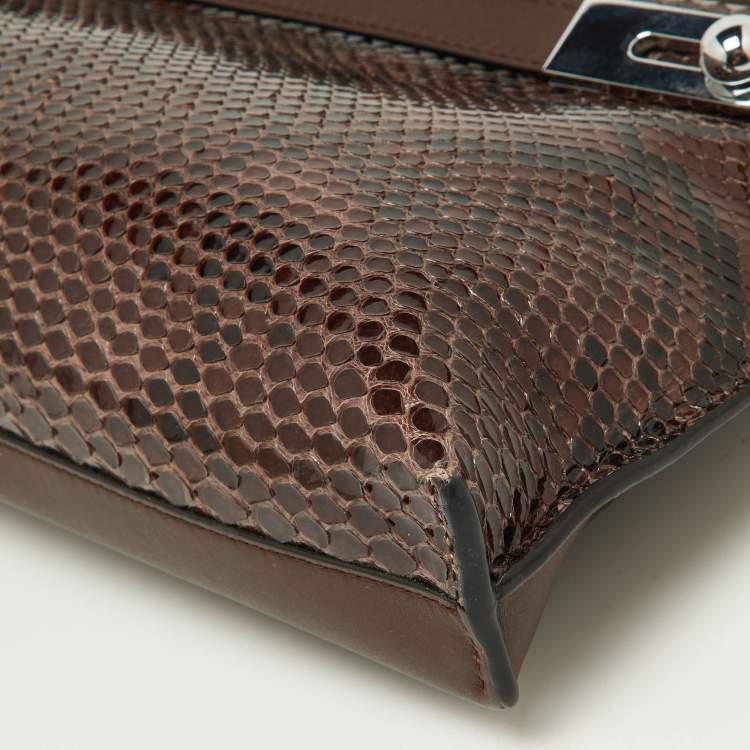 Pre Owned Loewe Brown Python and Leather Missy Crossbody Bag