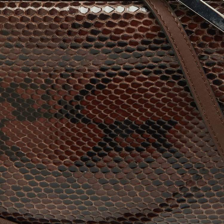 Pre Owned Loewe Brown Python and Leather Missy Crossbody Bag