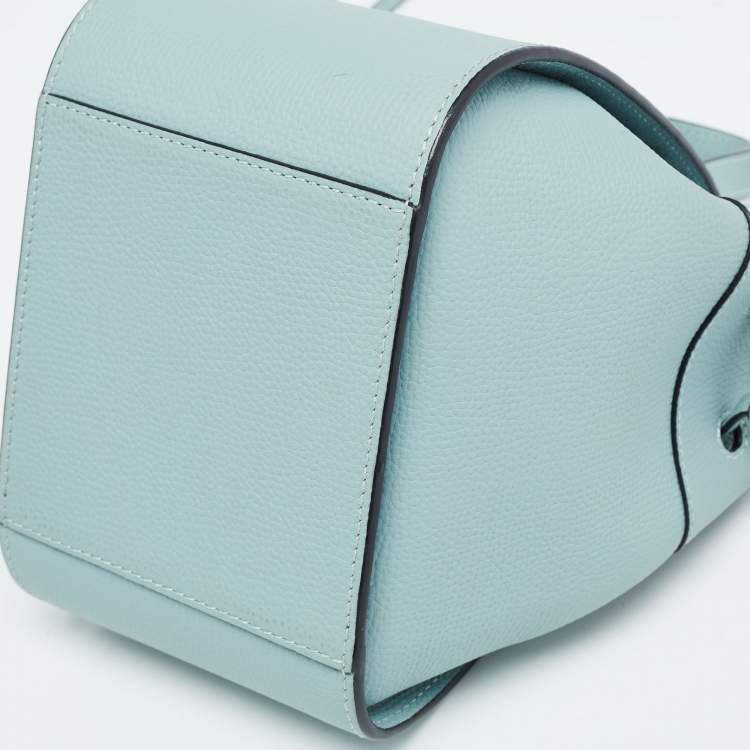 Pre Owned Loewe Ice Blue Leather Mini Hammock Drawstring Bag