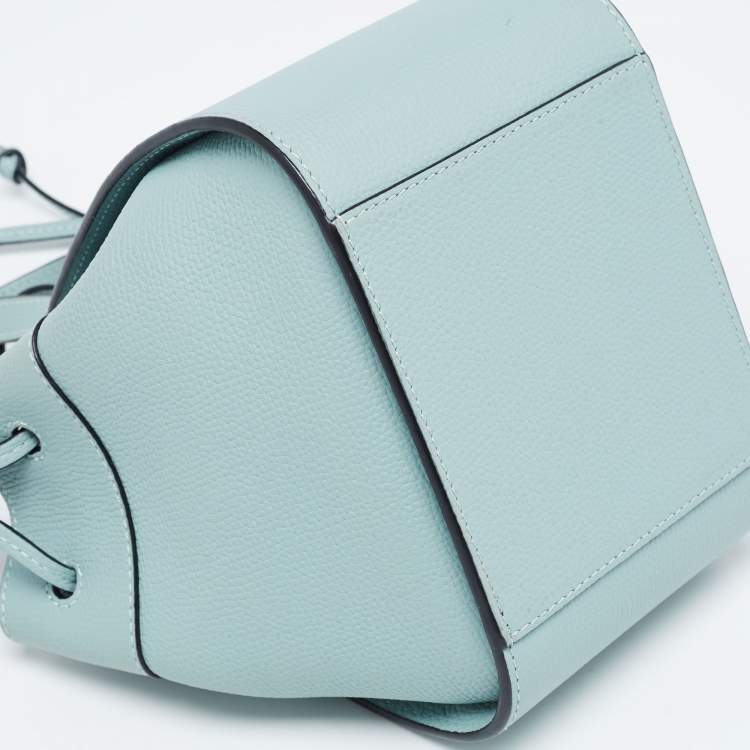 Pre Owned Loewe Ice Blue Leather Mini Hammock Drawstring Bag
