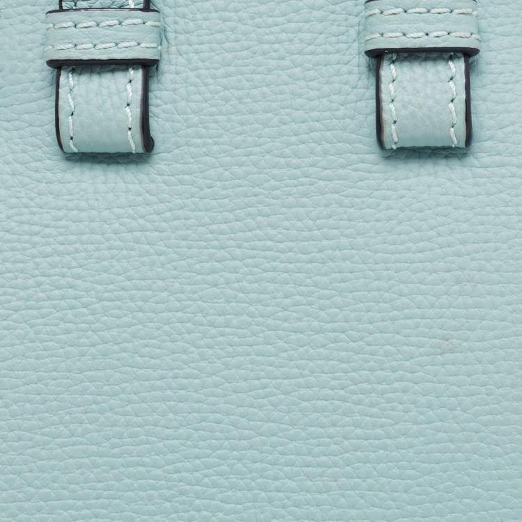 Pre Owned Loewe Ice Blue Leather Mini Hammock Drawstring Bag