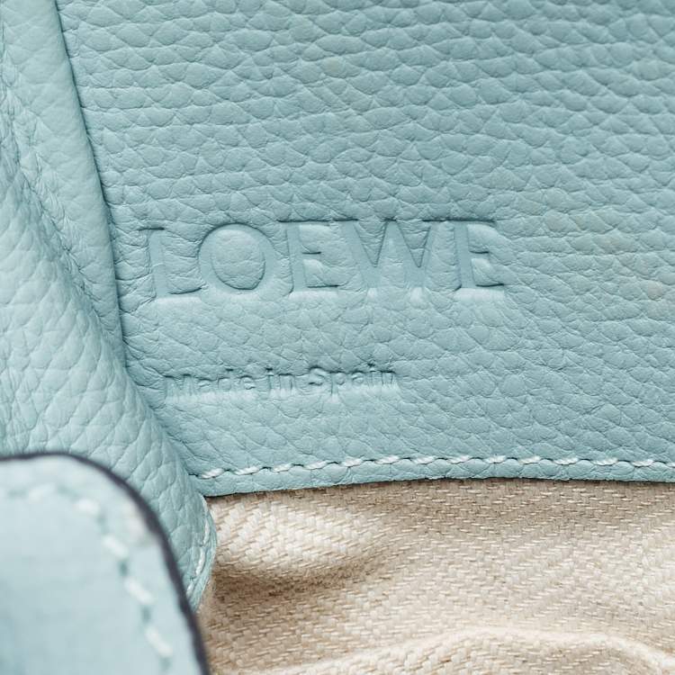 Pre Owned Loewe Ice Blue Leather Mini Hammock Drawstring Bag