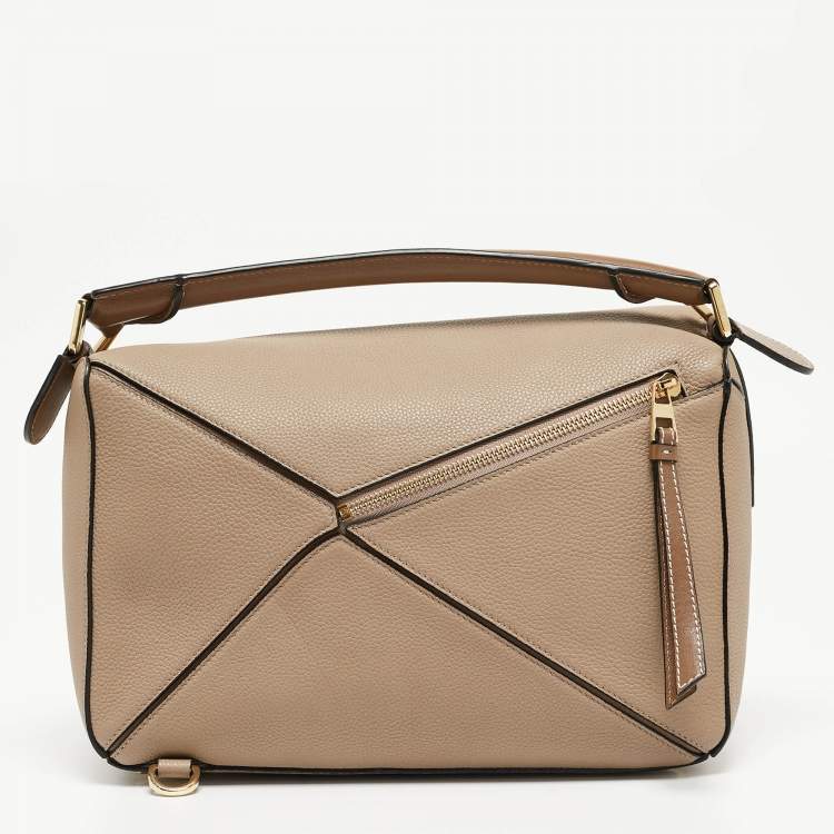 Pre Owned Loewe Brown Leather Medium Puzzle Shoulder Bag