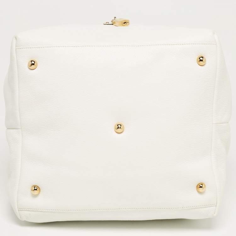 Pre Owned Loewe White Leather Calle Hobo