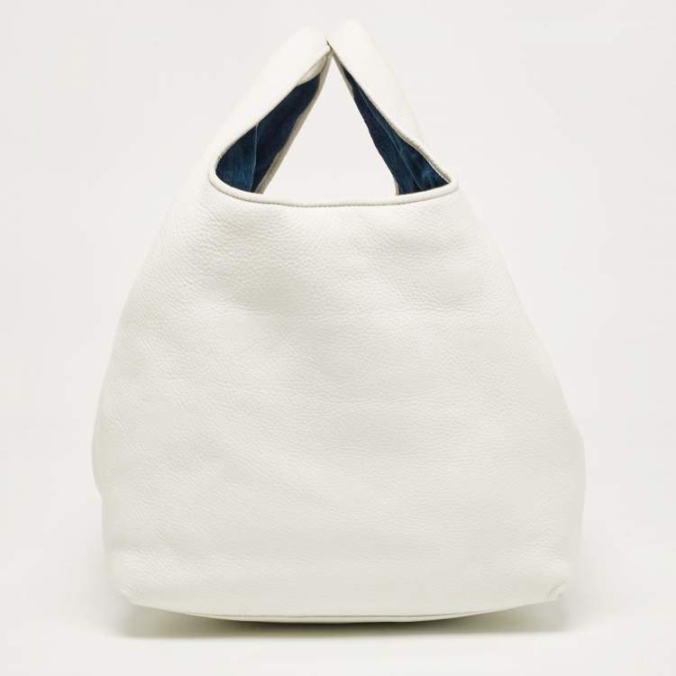 Pre Owned Loewe White Leather Calle Hobo
