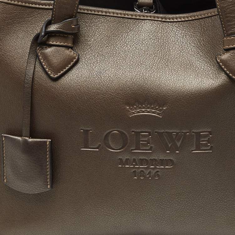 Pre Owned Loewe Metallic Brown Leather Heritage Shopper Tote