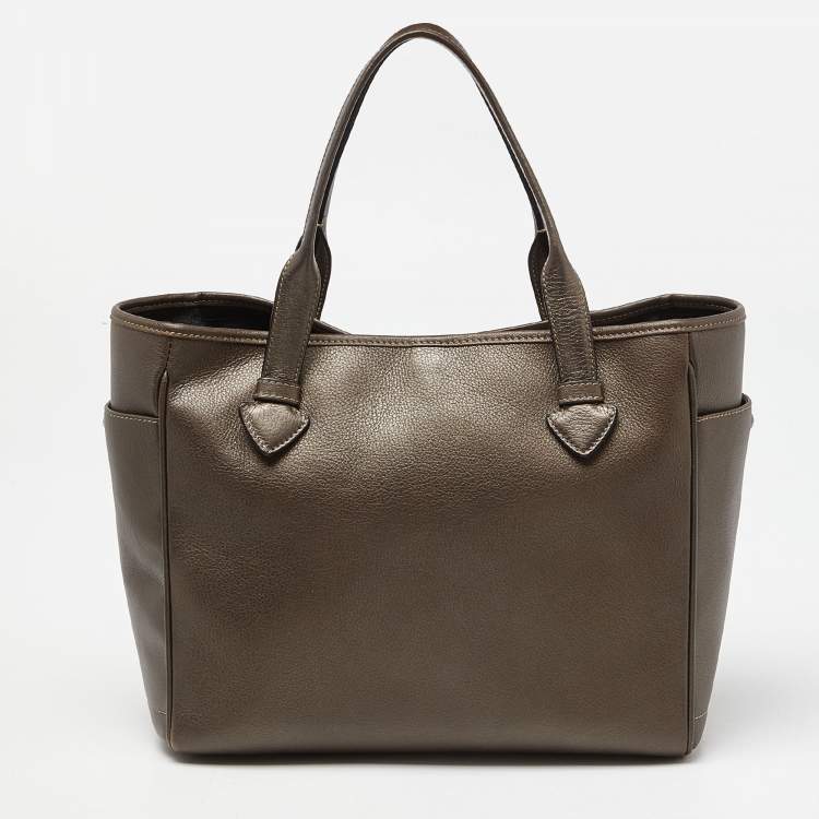 Pre Owned Loewe Metallic Brown Leather Heritage Shopper Tote