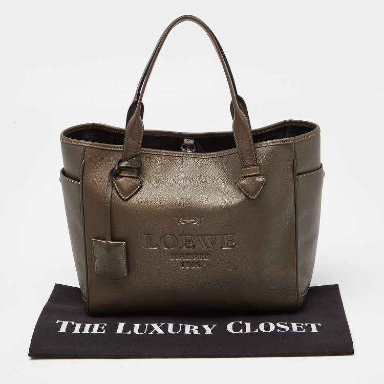 Pre Owned Loewe Metallic Brown Leather Heritage Shopper Tote