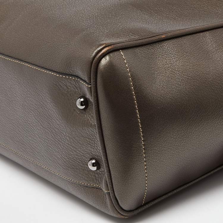 Pre Owned Loewe Metallic Brown Leather Heritage Shopper Tote