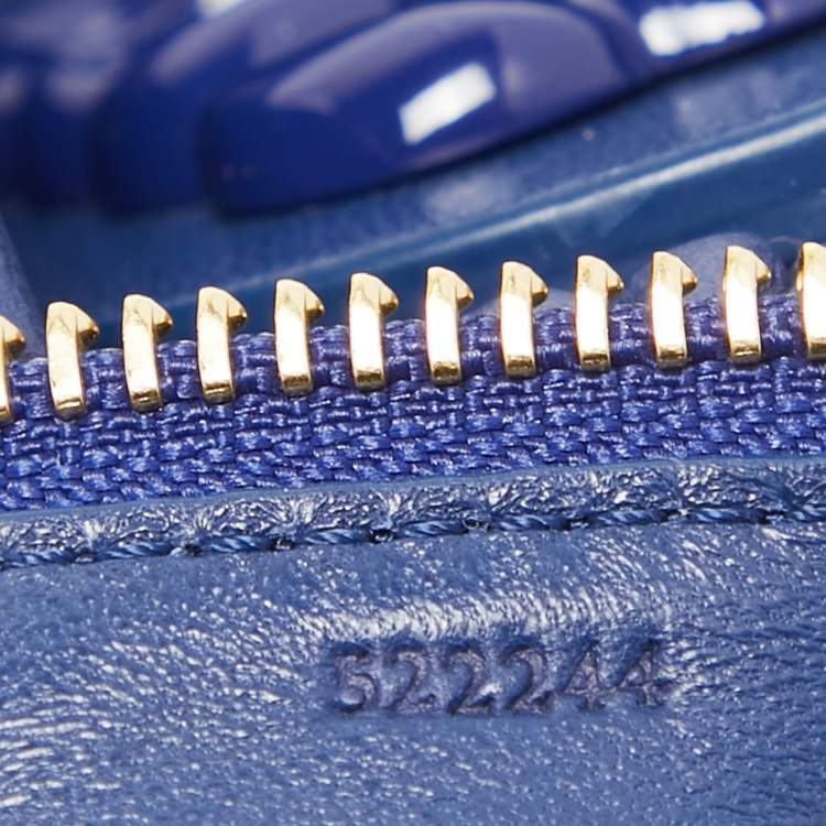 Pre Owned Loewe Blue Leather Pleated Bracelet Pouch Bag