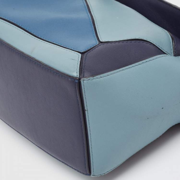 Pre Owned Loewe Blue Leather Small Puzzle Shoulder Bag