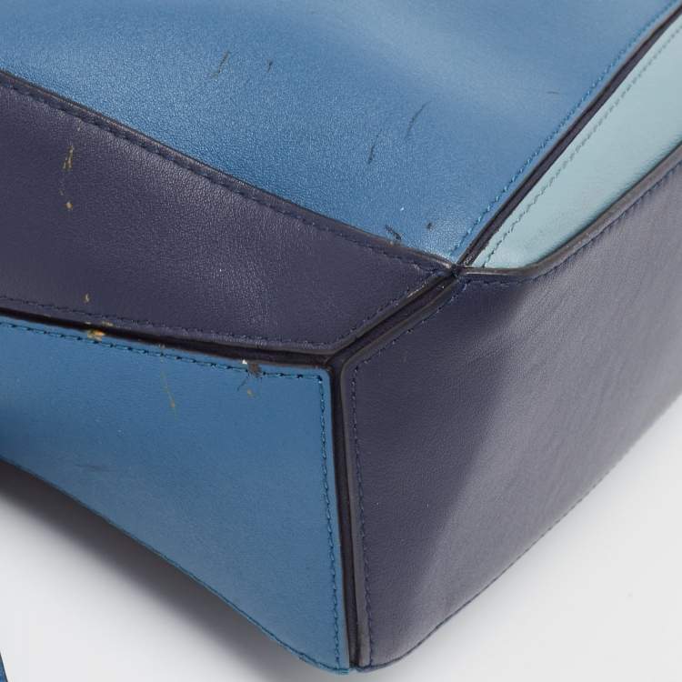 Pre Owned Loewe Blue Leather Small Puzzle Shoulder Bag