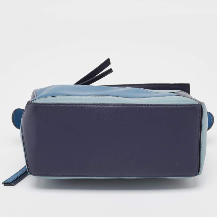 Pre Owned Loewe Blue Leather Small Puzzle Shoulder Bag