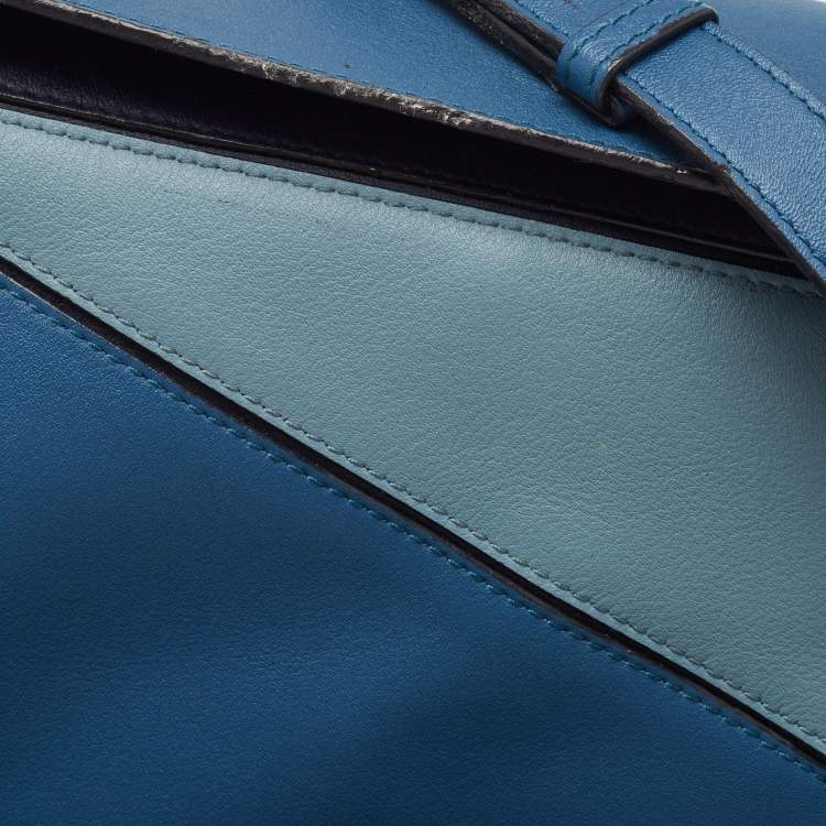 Pre Owned Loewe Blue Leather Small Puzzle Shoulder Bag