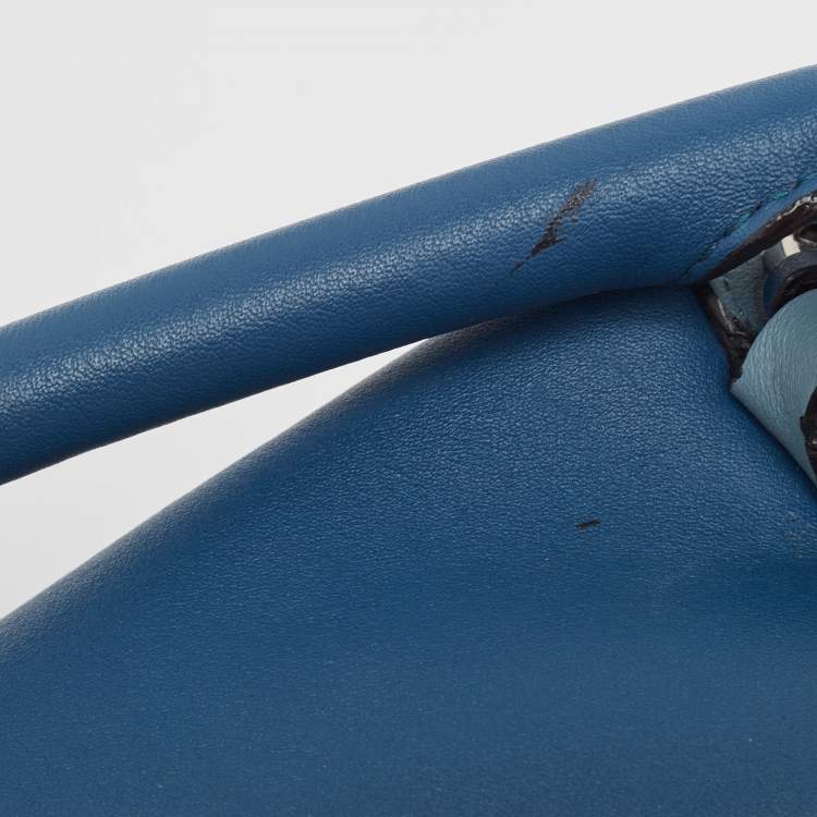 Pre Owned Loewe Blue Leather Small Puzzle Shoulder Bag
