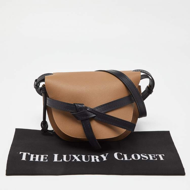 Pre Owned Loewe Beige/Black Leather Mini Gate Crossbody Bag