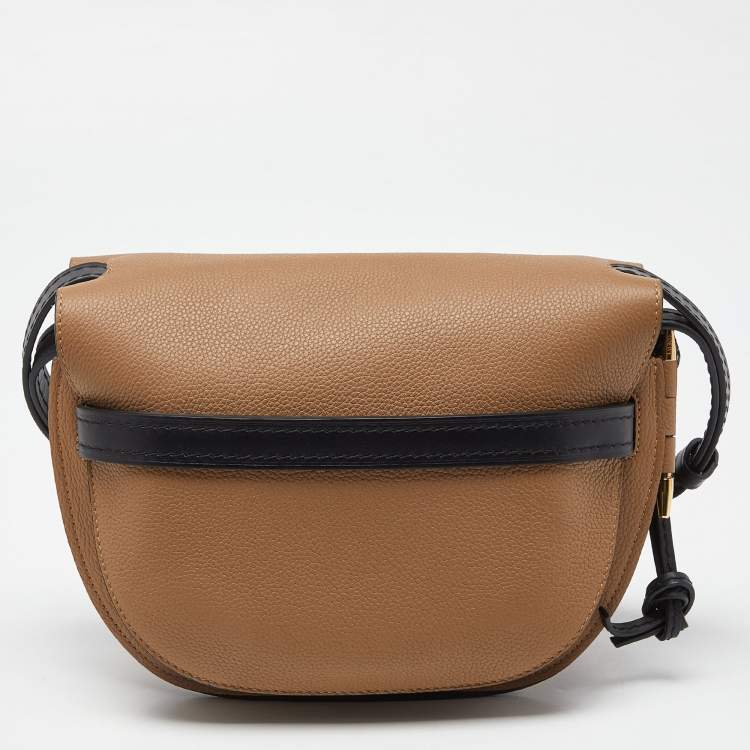 Pre Owned Loewe Beige/Black Leather Mini Gate Crossbody Bag