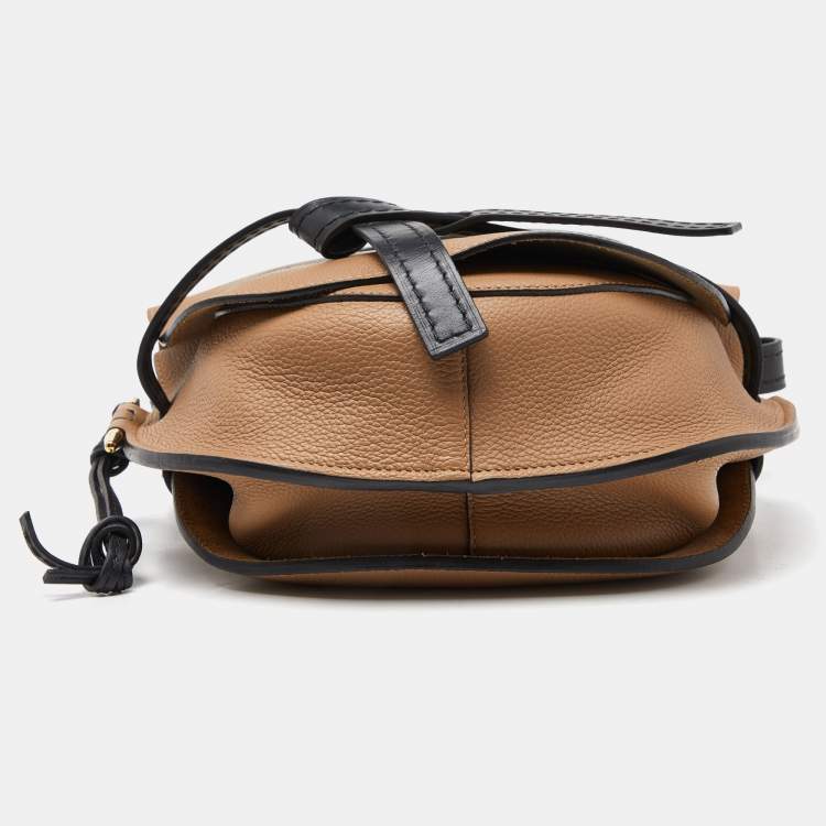 Pre Owned Loewe Beige/Black Leather Mini Gate Crossbody Bag