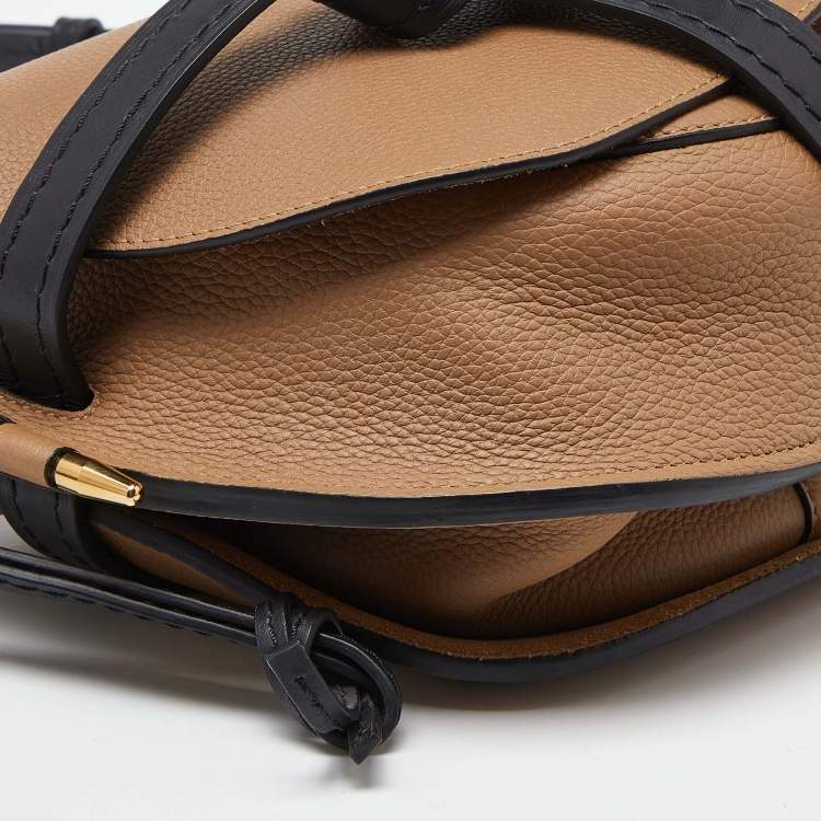 Pre Owned Loewe Beige/Black Leather Mini Gate Crossbody Bag