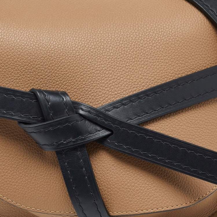Pre Owned Loewe Beige/Black Leather Mini Gate Crossbody Bag