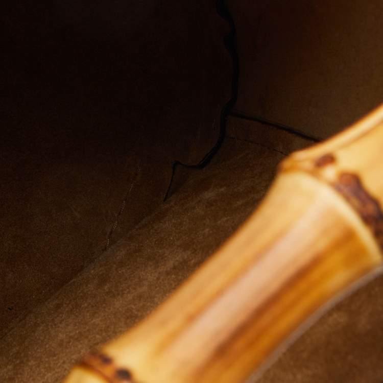 Pre Owned Loewe Brown Leather Bamboo Bucket Bag