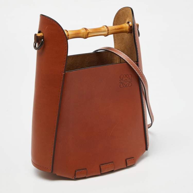 Pre Owned Loewe Brown Leather Bamboo Bucket Bag