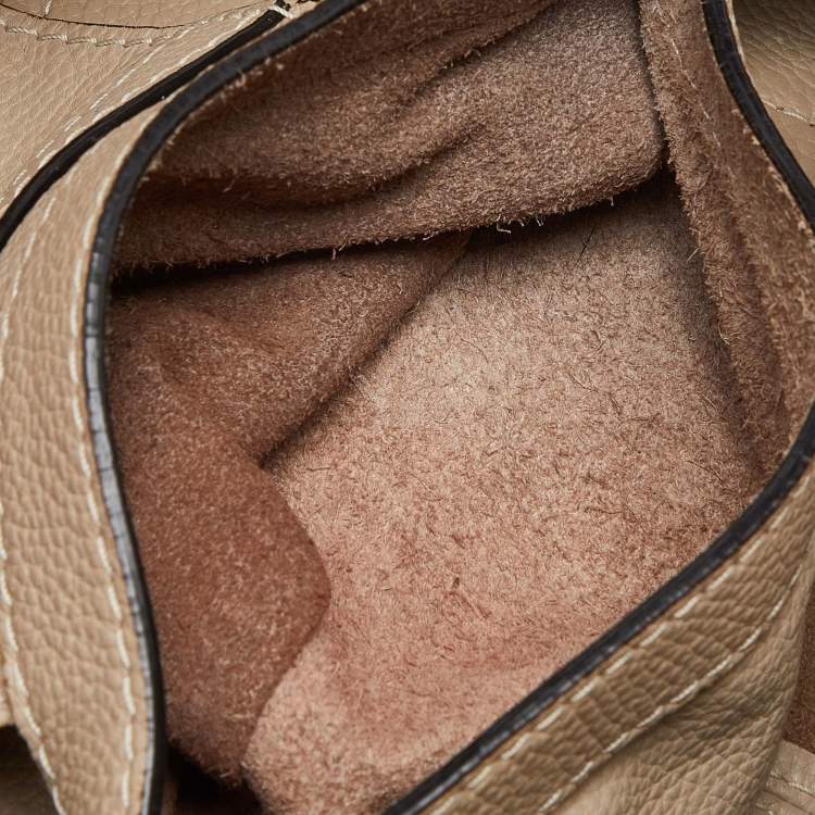 Pre Owned Loewe Beige Leather Buckle Flap Satchel