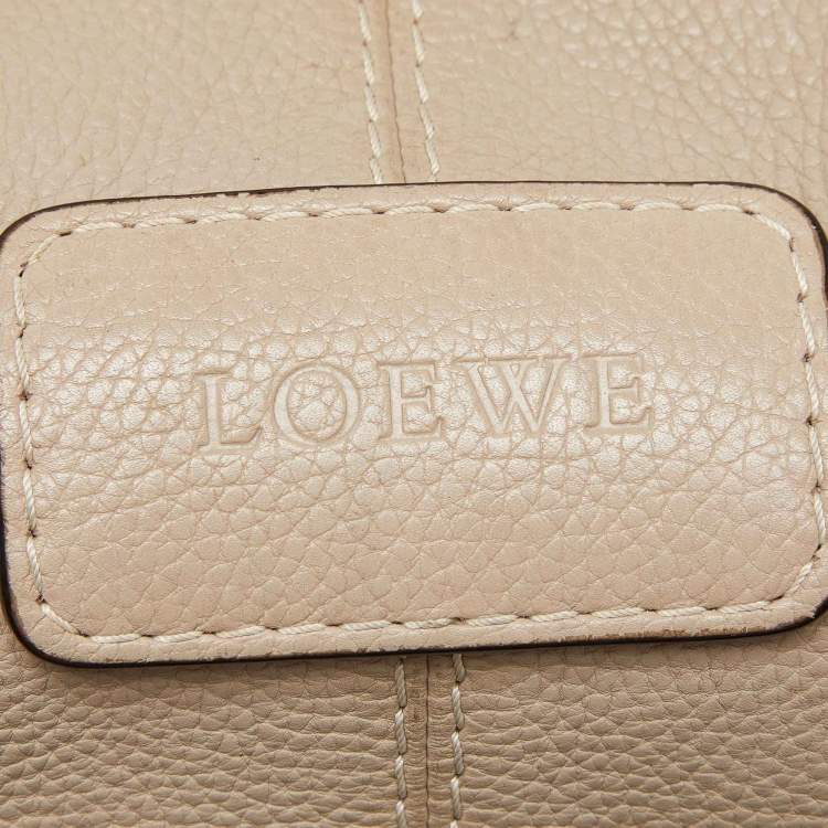 Pre Owned Loewe Beige Leather Buckle Flap Satchel