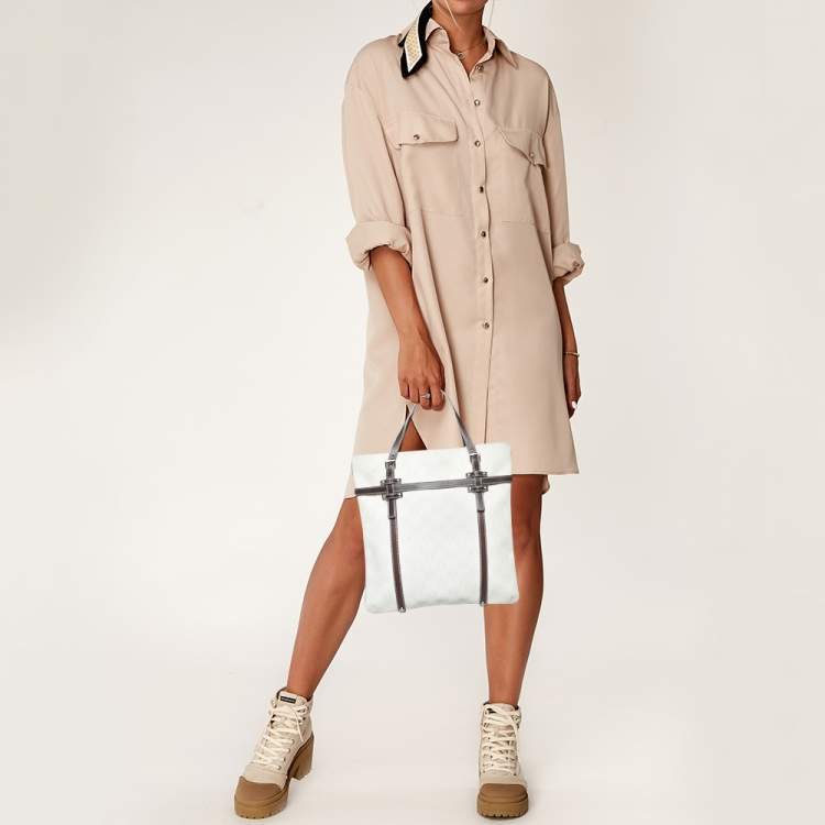 Pre Owned Loewe Cream/Brown Signature Anagram Coated Canvas and Leather Tote