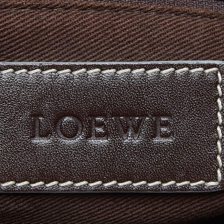 Pre Owned Loewe Cream/Brown Signature Anagram Coated Canvas and Leather Tote