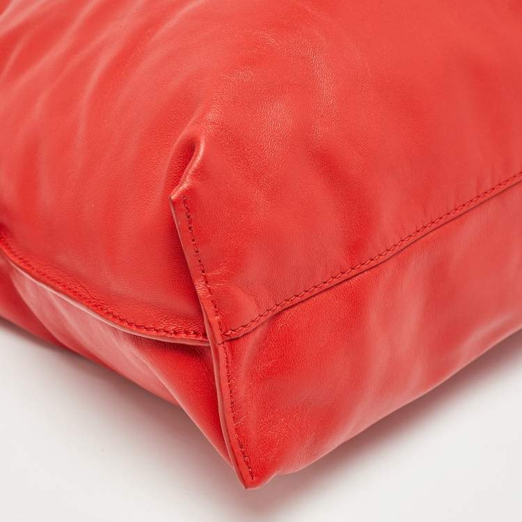 Pre Owned Loewe Red Leather Medium Flamenco Clutch Bag